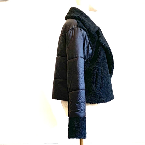NEW Steve Madden Black Teddy Jacket Puffer Detailed Size M - Picture 4 of 13
